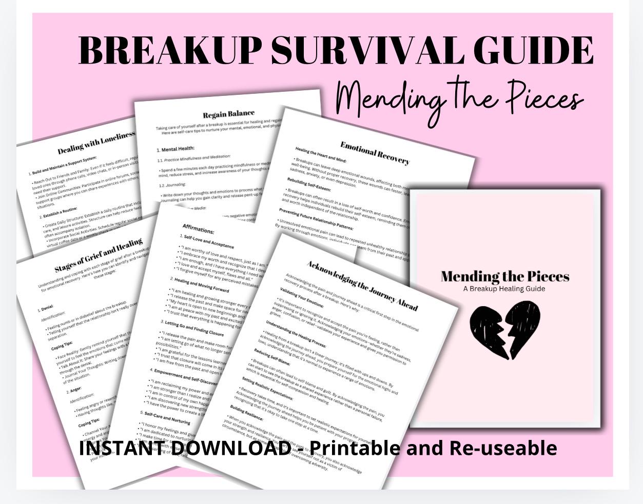 Breakup Healing Guide Worksheets to Heal From Relationship Survival ...