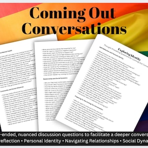 Exploring Identity Coming Out Questions Conversation Starters Therapy Tool for Individuals Support Groups Therapists