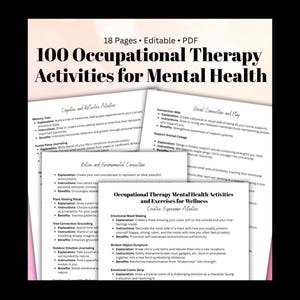 Trousse à outils pour le bien-être en ergothérapie 100 activités pour la santé mentale PDF imprimable Ressource pour thérapeutes
