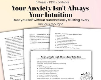 Your Anxiety Isn’t Always Your Intuition Anxiety Therapy Worksheet Intuition vs Anxiety CBT Therapy Tool Overthinking & Hypervigilance