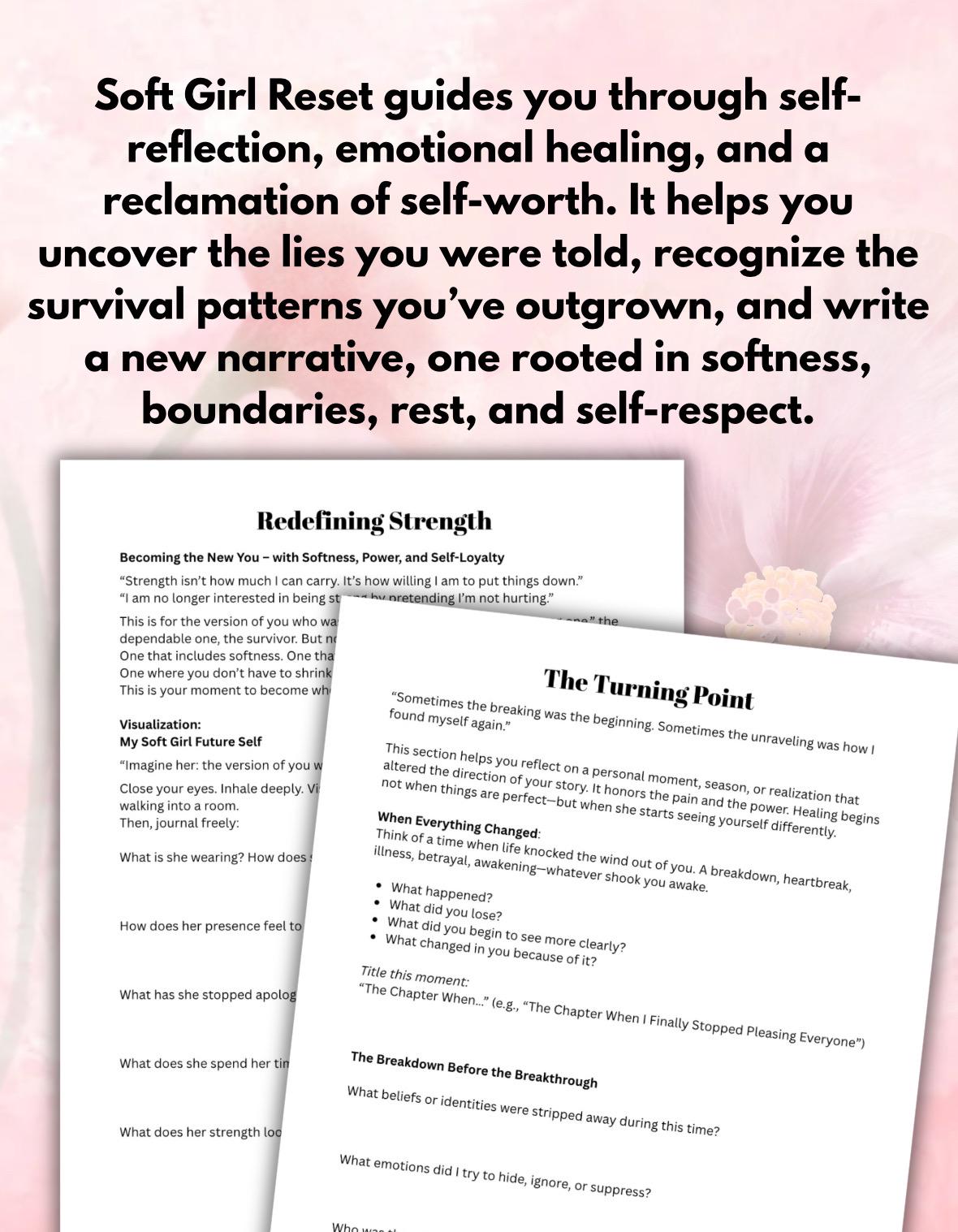 Soft Girl Reset Journal Rewrite Your Story Emotional Healing Workbook ...