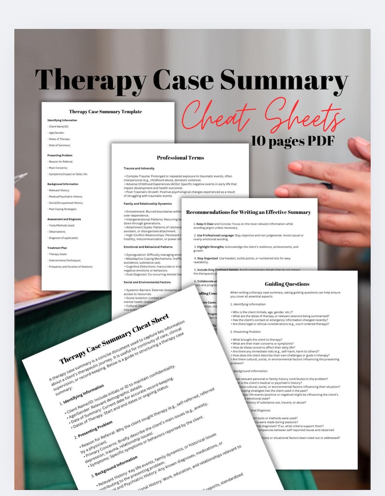 Therapy Case Summary Cheat Sheets Client Journey, Assessment (PDF) Etsy