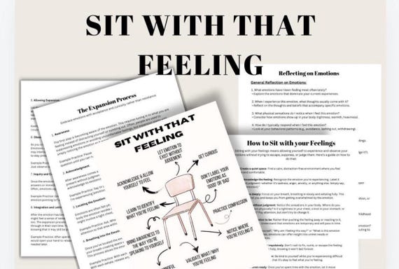 Sit With Our Emotions Feelings Toolkit Bundle: Emotions Self-Awareness Guide (PDF, PNG)