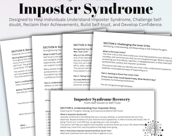 Imposter Syndrome Workbook Therapy Worksheets for Self-Doubt, Confidence Building, Self-Esteem & Self-Trust for Adults Therapist Resource