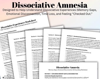 Dissociative Amnesia Worksheet for Therapists Dissociation Worksheet for Case Conceptualization Trauma Therapy Resource