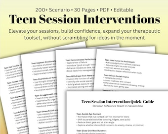 Teen Therapy Interventions Guide: 200+ Session Scenarios (Digital Download)