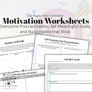 Motivation Workbook | CBT, SMART Goals, Mental Health (PDF Download)