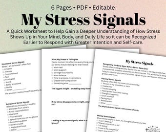 My Stress Signals Worksheet Stress Management Therapy Worksheet Burnout Prevention Printable Mental Health Counseling Resource