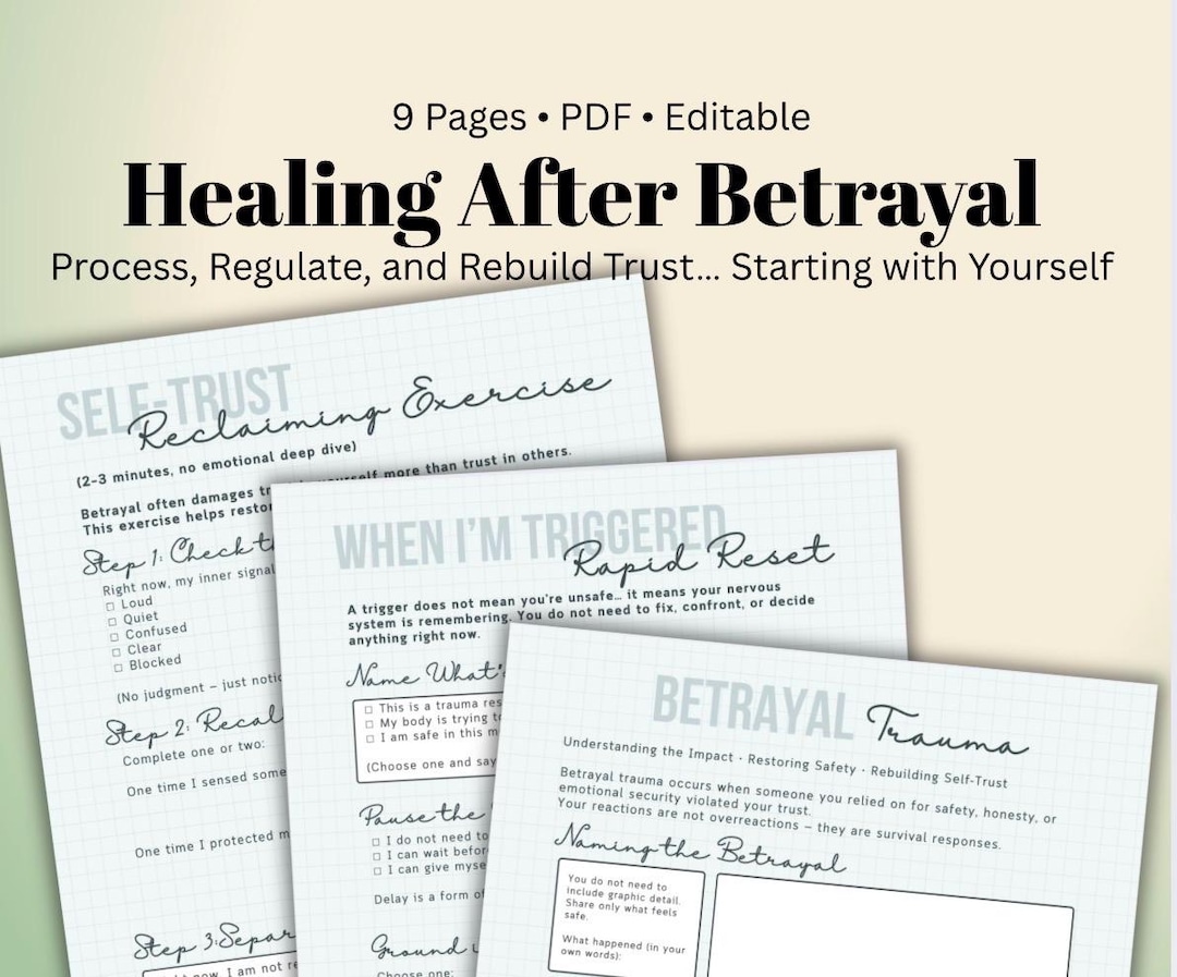 Betrayal Trauma Healing Worksheet: Trust Recovery, Nervous System ...