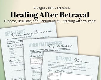 Betrayal Trauma Healing Worksheet: Trust Recovery, Nervous System Regulation (PDF)