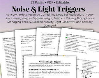 Noise & Light Anxiety Worksheet Sensory Overload Coping Skills Sensory Sensitivity Therapy Resource Nervous System Regulation PDF