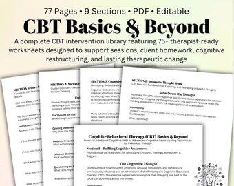 CBT Worksheets for Therapists 75+ Cognitive Behavioral Therapy Tools Therapy Resources Counseling Worksheets CBT Interventions