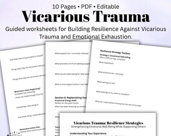 Vicarious Trauma Workbook, Compassion Fatigue Workbook Therapist Self Care Counselor Resource Social Worker Tool Burnout Prevention
