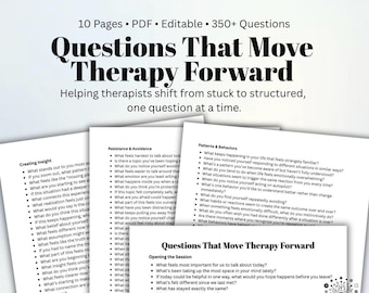Questions That Move Therapy Forward Therapist Session Questions Clinical Counseling Prompts Therapy Tools for Practitioners