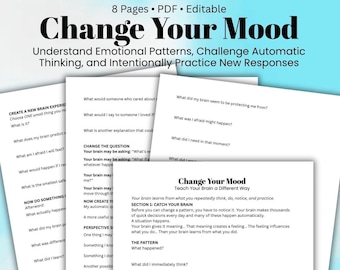 Mood Regulation Worksheet CBT Therapy Worksheet for Teens & Adults Emotional Regulation, Coping Skills, Mental Health Printable PDF