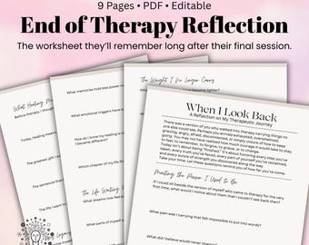 When I Look Back End of Therapy Reflection Workbook Therapy Discharge & Termination Session Resource for Therapists Client Therapy Journey