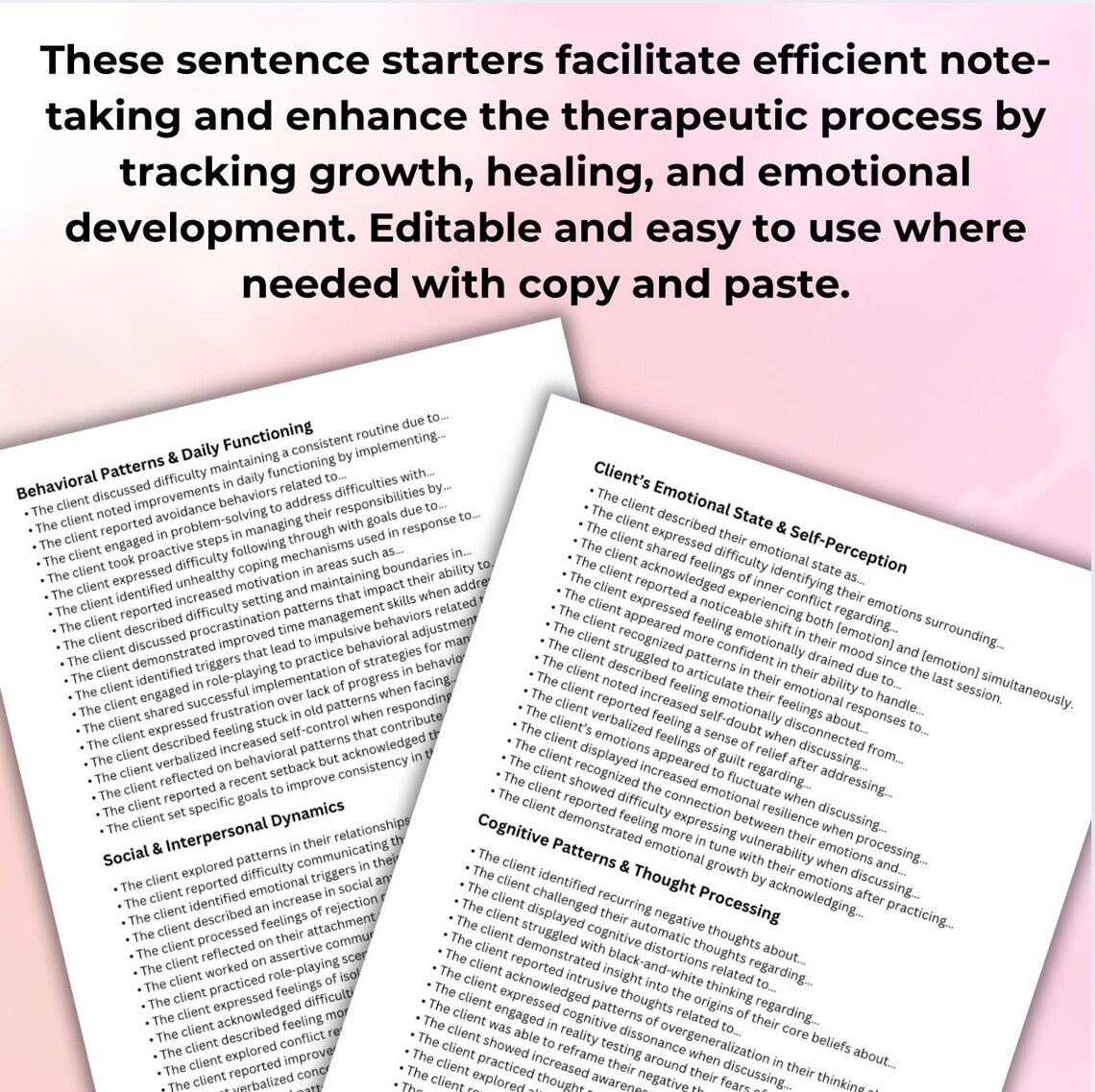 Therapy Progress Note Sentence Starters: Efficient Documentation ...