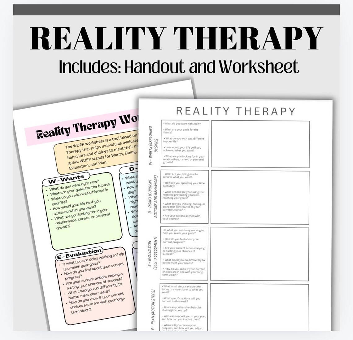 Wdep Worksheet.pdf Reality Therapy Worksheet: WDEP Self-reflection Tool (digital Download ...