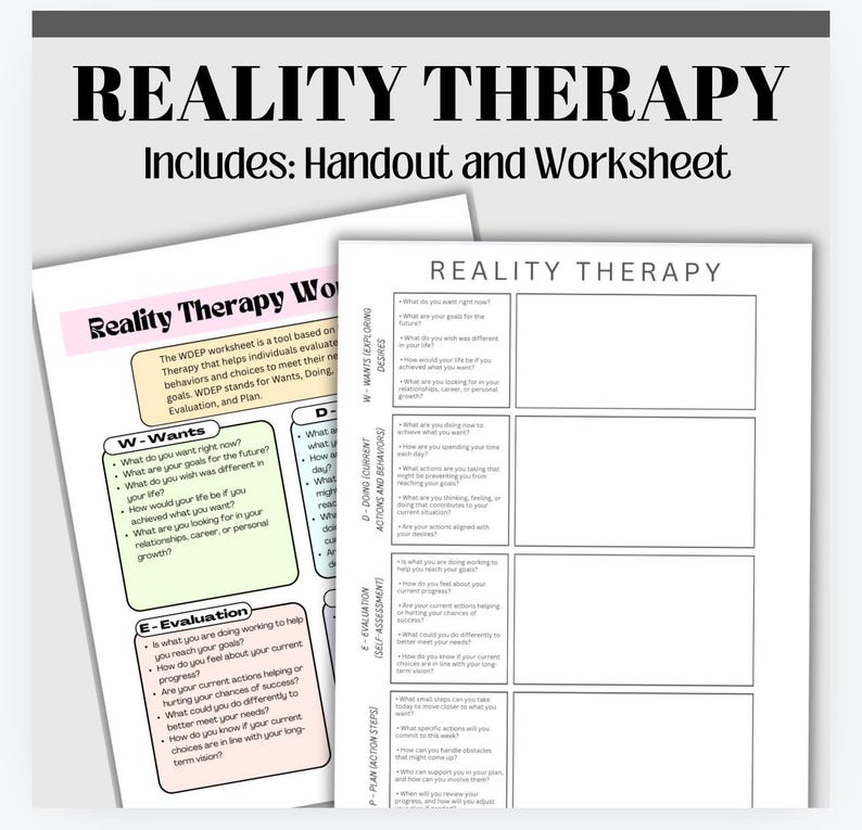 Reality Therapy Worksheet: WDEP Self-Reflection Tool (Digital Download) image 1