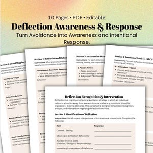Deflection Awareness Worksheet CBT Therapy Printable for Emotional Awareness, Avoidance Behavior & Communication Skills