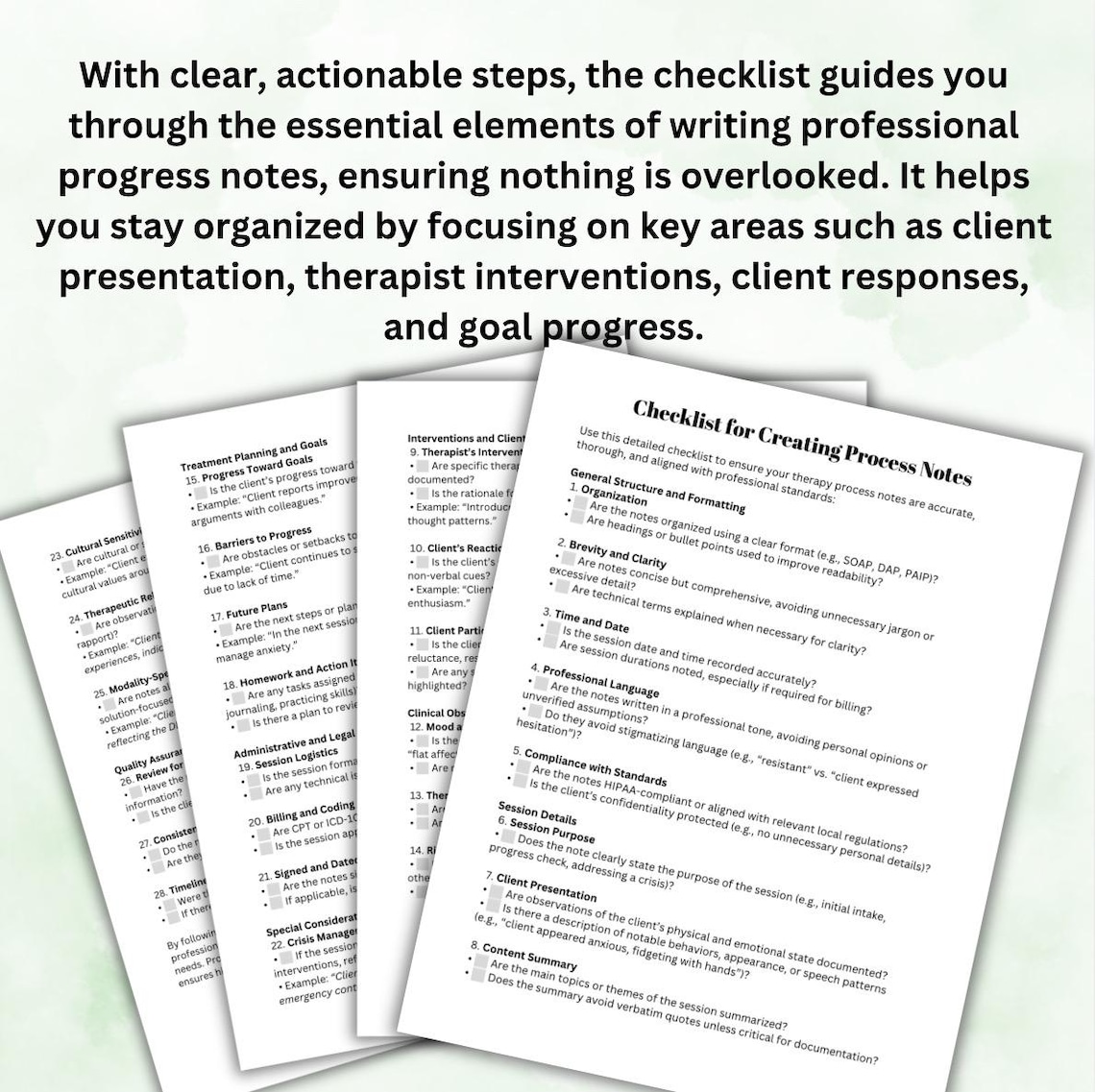 Therapy Progress Notes Guide: Documentation Templates (PDF) - Etsy
