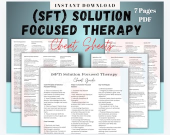 Solution Focused Therapy Cheat Sheets, SFT Toolkit (Digital Download)
