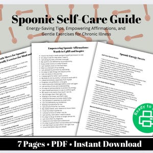 Spoonie Self Care Toolkit Chronic Pain Resource Spoon Theory Support Affirmations and Activities for Chronic Illness