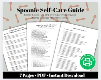 Spoonie Self-Care Toolkit | Chronic Illness Affirmations + Exercises (PDF)