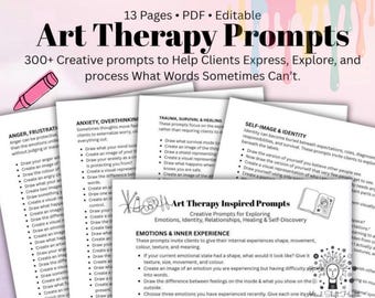 Art Therapy Prompts for Therapists 300+ Therapeutic Art Prompts Mental Health Worksheets Emotional Expression Counseling Resource