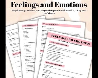 Feelings and Emotions Worksheets Emotional Awareness & Processing Workbook Guided Mental Health Guided Prompts