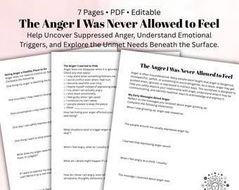 The Anger I Was Never Allowed to Feel Anger Therapy Worksheet Emotional Regulation Printable Trauma-Informed Mental Health Resource