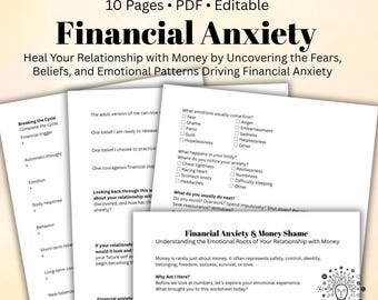 Financial Anxiety & Money Shame Workbook Therapist-Informed Printable PDF Trauma-Informed Mental Health Resource CBT, ACT Self-Reflection
