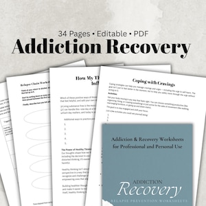 Cuaderno de trabajo para la recuperación de adicciones / Ejercicios guiados de autorreflexión y sanación / Planificador de recuperación a largo plazo / Formato digital imprimible