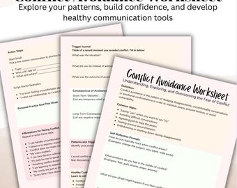 Conflict Avoidance Worksheet Communication & Boundaries Worksheets Digital Download Therapy Tool