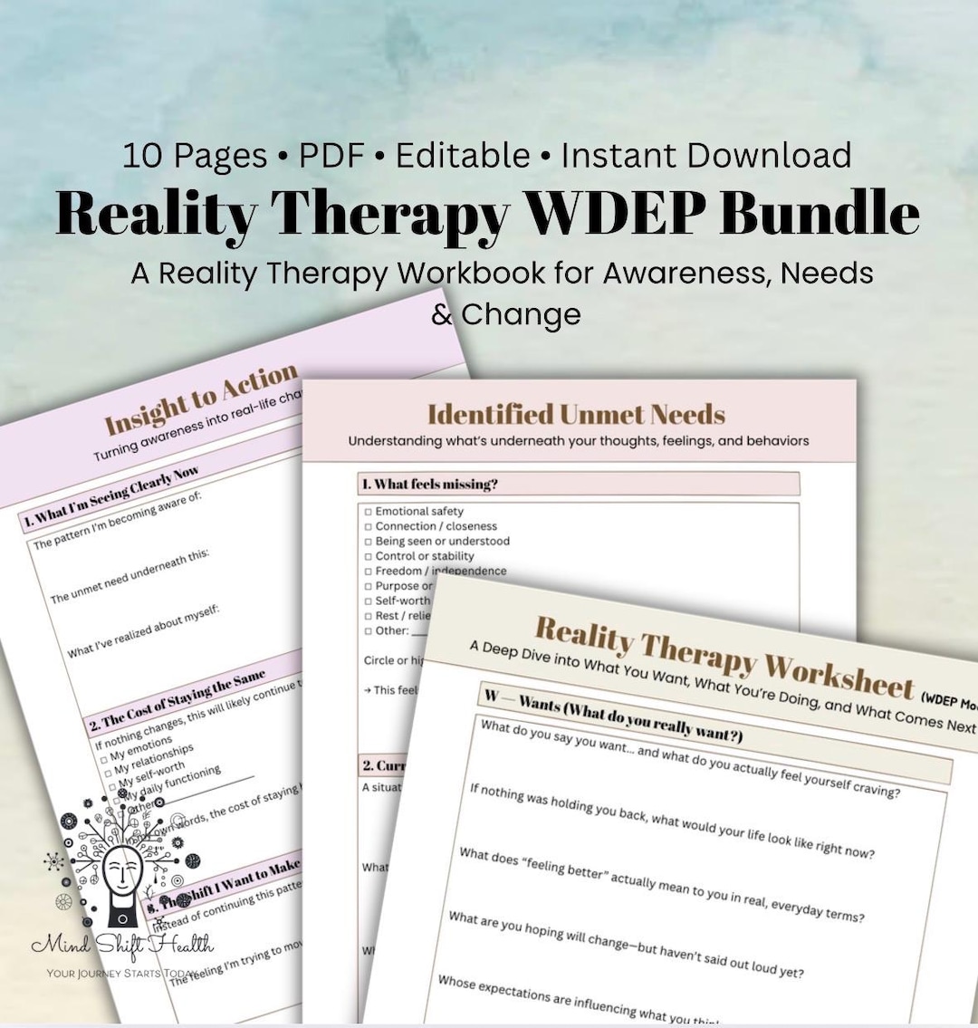 Wdep Worksheet.pdf Reality Therapy WDEP Bundle, Unmet Needs, Behavior Change (PDF) - Etsy
