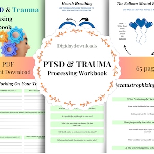PTSD Trauma Recovery Workbook for healing and recovery PTSD support Therapy Worksheets for Processing Trauma