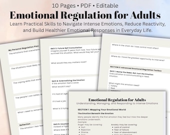 Emotional Regulation for Adults Worksheets Emotional Intelligence, Coping Skills, Trigger Identification, Self-Help & Therapy Resource