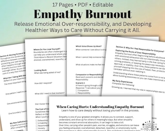 Empathy Burnout Workbook Compassion Fatigue Recovery, Emotional Boundaries, Self-Care Worksheet, Therapist & Caregiver Resource