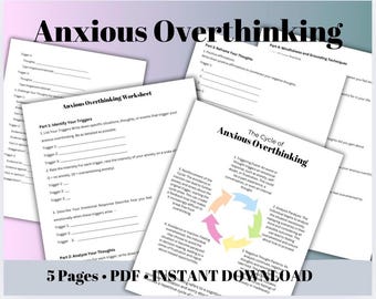 Managing Anxious Overthinking Coping with Anxiety Relief Worksheets Overthinking Cycle Printable Graphic