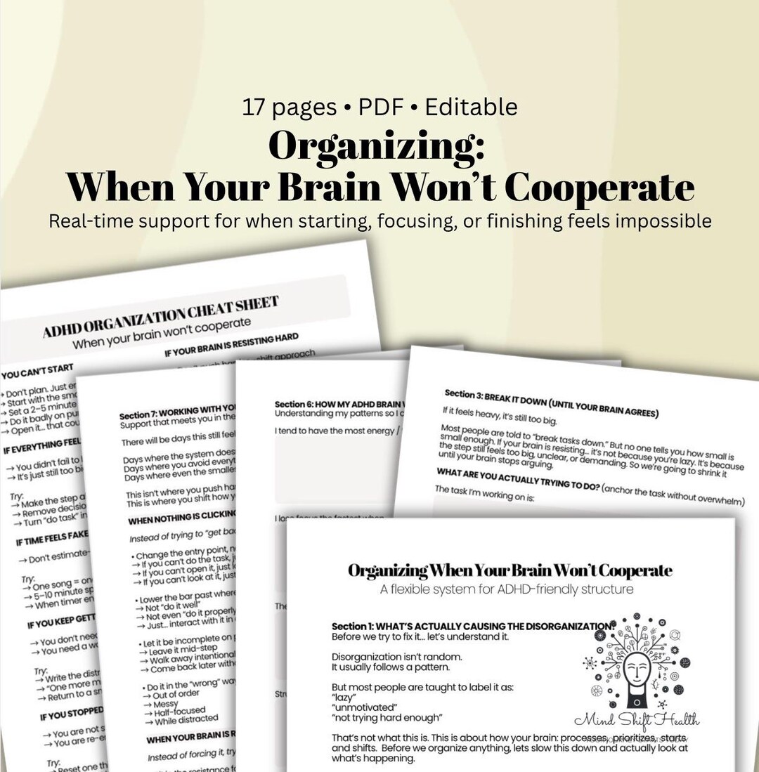 ADHD Organization Worksheet Executive Dysfunction Planner Task ...