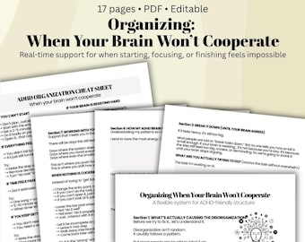 ADHD Organization Worksheet: Task Initiation, Focus, Time Blindness Help (PDF Download)