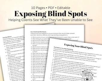 Exposing Your Blind Spots Therapy Prompts for Self Awareness Therapist Counseling Resource Mental Health Reflection Workbook