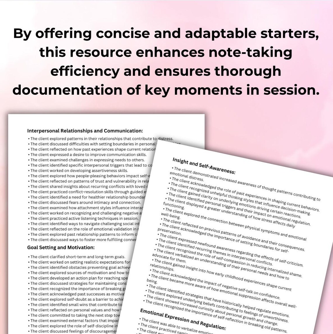 Therapy Progress Note Sentence Starters: Efficient Documentation ...