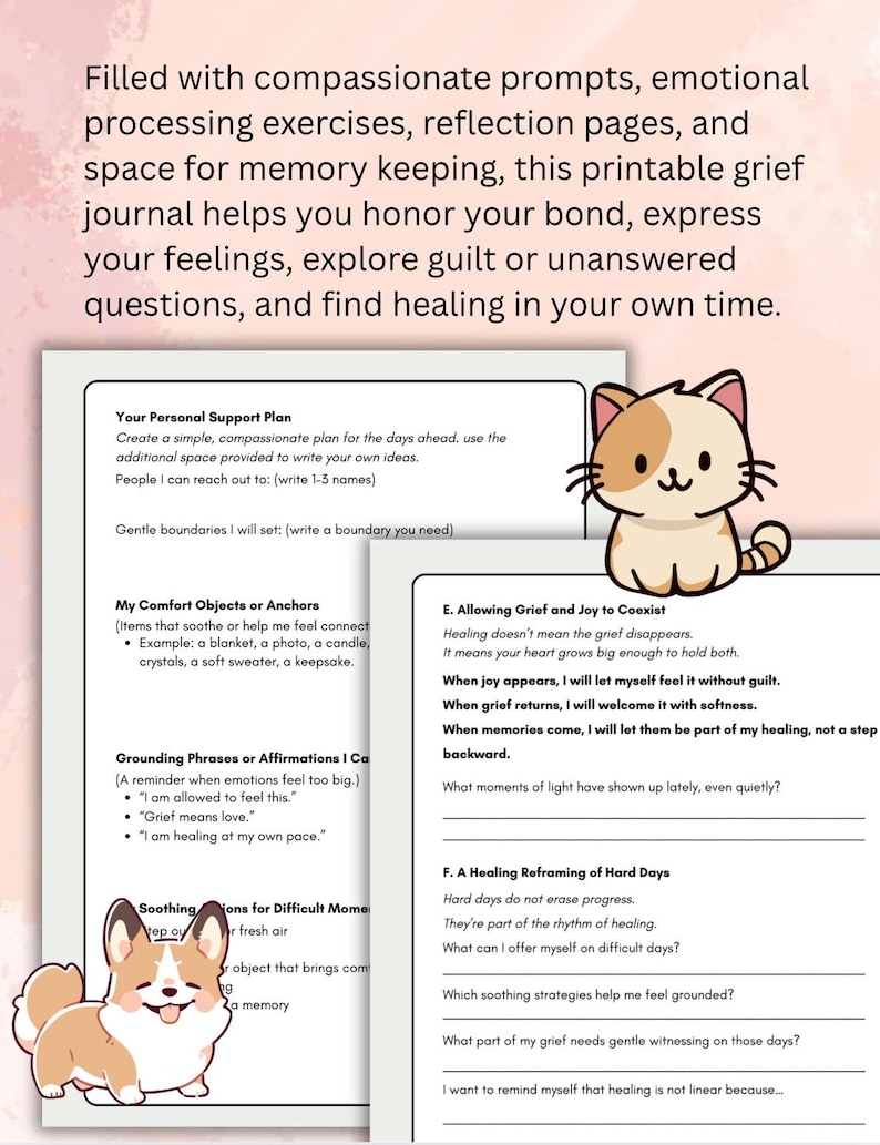 Pet Loss Grief Journal: Healing Workbook &amp; Memory Keepsake (digital ...