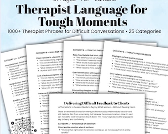 Therapy Phrases & Clinical Language Delivering Difficult Feedback to Clients  Therapist Toolkit Counseling Resource 1000+ Statements