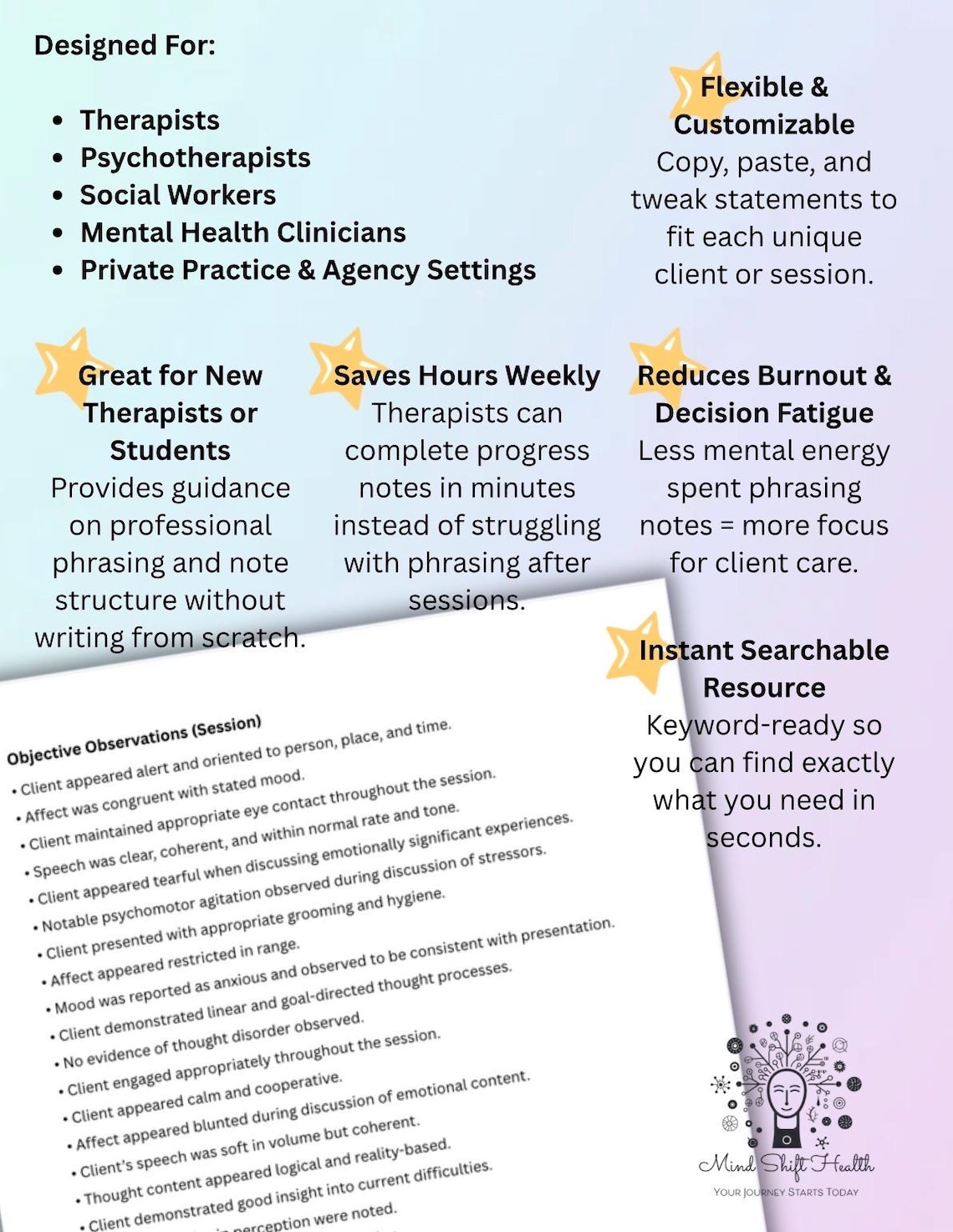 Therapist Documentation Wording Vault Clinical Progress Note Statements ...