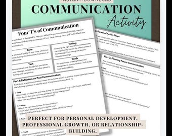 Effective Communication Worksheet The four T’s Template Teens & Adults Resource Communication Skills