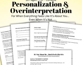 It’s Not About Me Worksheet, Overthinking & Personalization Worksheet, Anxiety Thought Reframing, CBT Therapy Worksheet, Mental Health Print