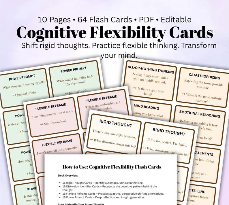CBT Flash Cards – Cognitive Flexibility Deck for Self-help Therapy Tool ...