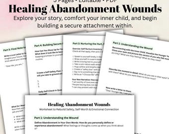 Heilung Aufgabe Wunden Arbeitsblatt Inneres Kind Journal Vorschläge Selbstheilungstherapie Arbeitsblatt Trauma Erholung PDF